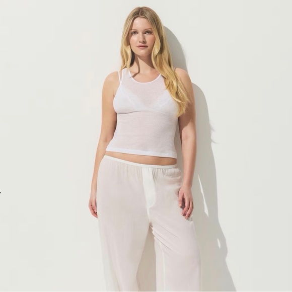 SKIMS Sheer Cotton Rib Crewneck Tank Light Heather Gray Small SOLD OUT - Picture 7 of 9